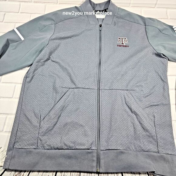 Texas A&M Mens size XL Adidas Full Zip Jacket Grey ATM Aggies Football NCAA - Picture 2 of 10